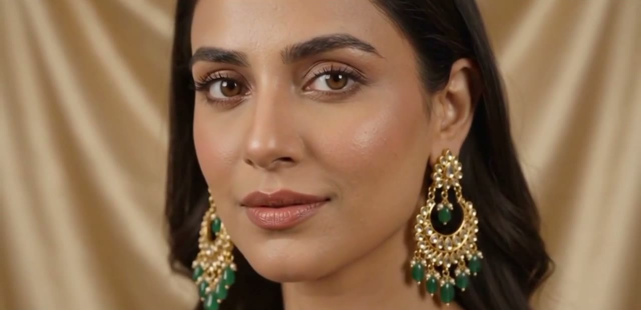 Emerald Kundan Chandbali